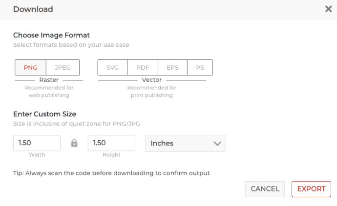 Image size and format