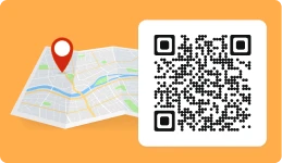 Código QR con un mapa y un marco de ubicación generado por Scanova.