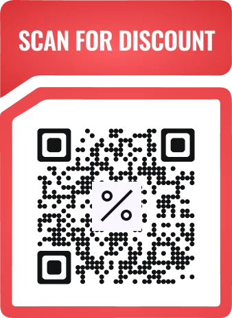 Une affiche avec un QR Code indiquant Scannez pour une réduction