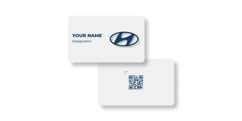 A Hyundai motors card with a QR Code on it.