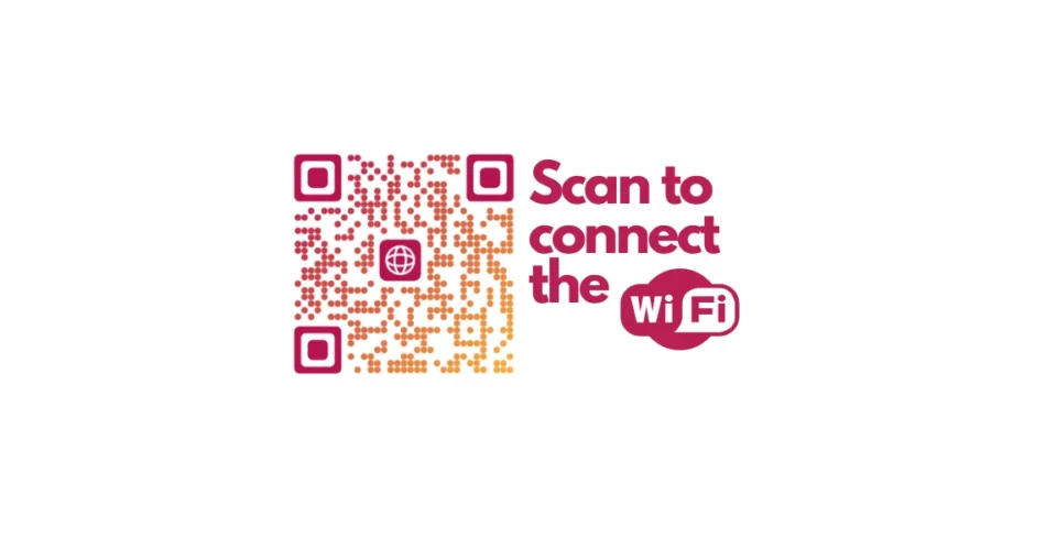 A wifi QR Code with the text "Scan to connect the wifi".
