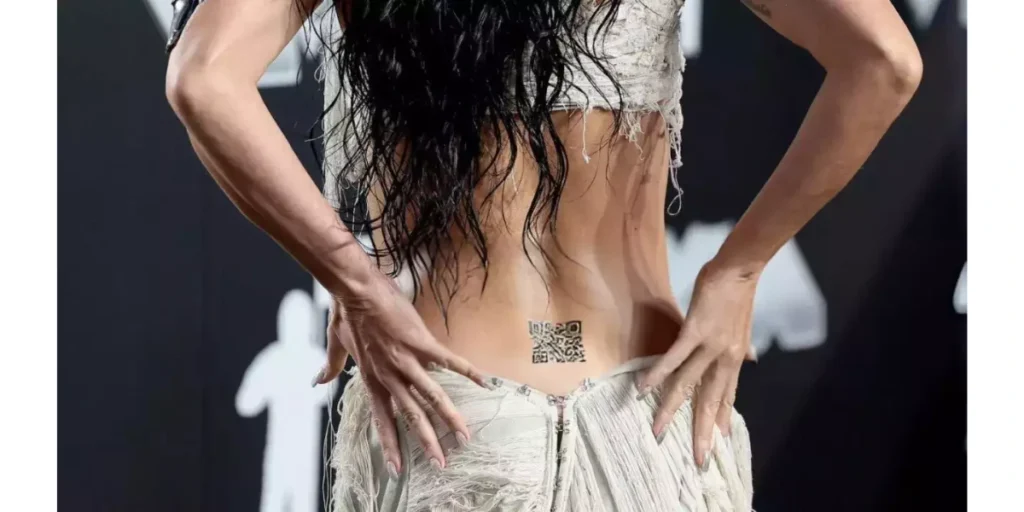 A QR Code tattoo on Katy Perry's back.