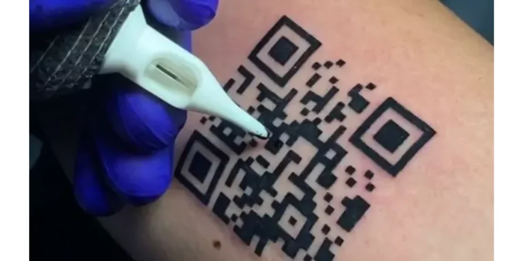 Memorial QR Code tattoo on a chest.