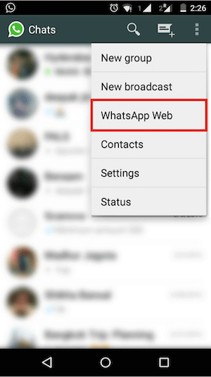 whatsapp web qr code option