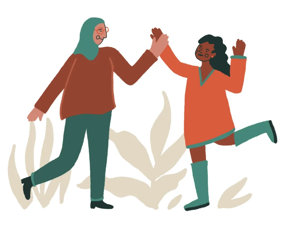 Two people joining hands together and supporting each other on a campaign called Mental Health Matters. 