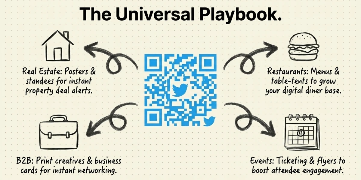 Popular use cases of a Twitter QR Code.