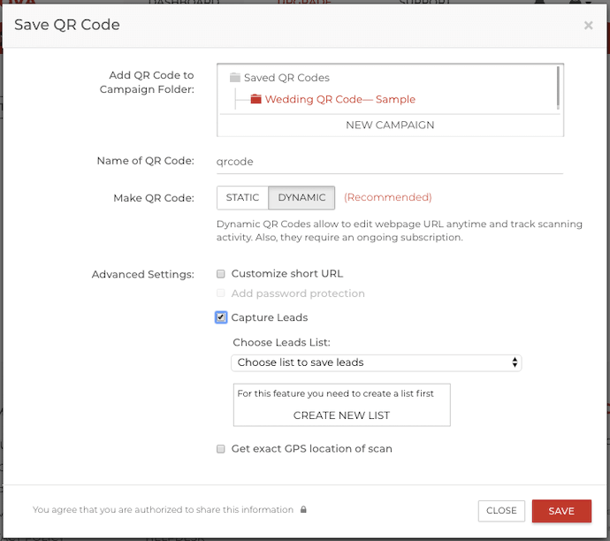 lead capture option