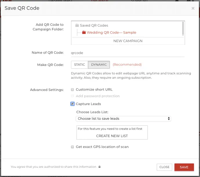 lead capture option