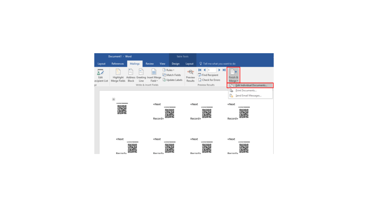 How to make QR Code Labels in MS Word Document on a Windows PC