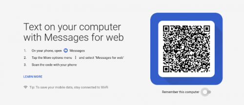 Android messages on pc webscreen