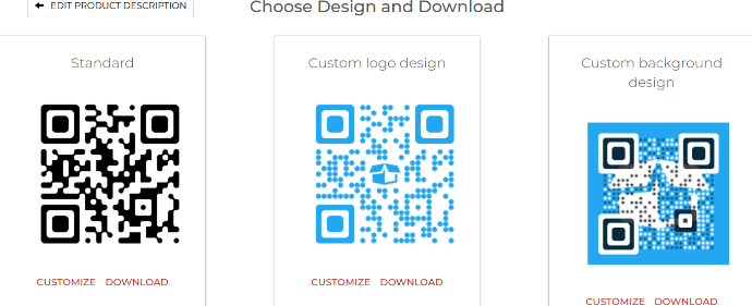 product qr code design and download