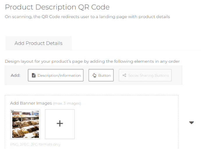 product qr code title, banner images