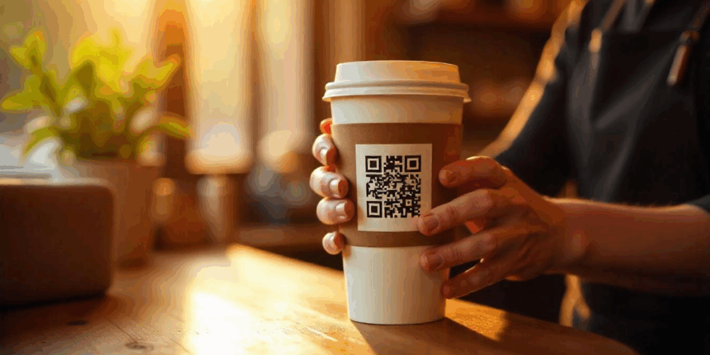A coffe shop with a QR Code after the owner read the guide to How to get QR Code for Google review.