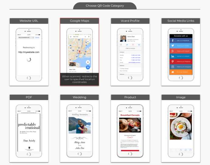 how to make QR Codes: categories