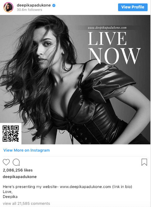 Deepika padukone website: instagram post