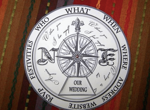 wedding card design: compass wheel