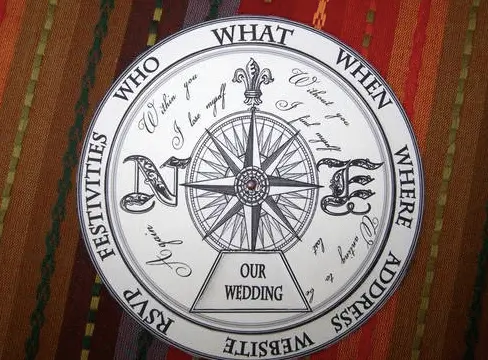 wedding card design: compass wheel