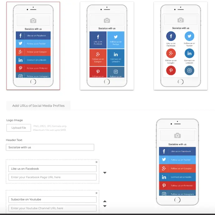 QR Code layout and fields for links