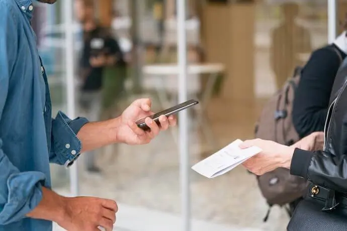 Man scanning a QR Code