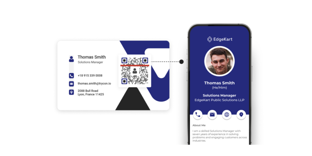 A Digital Business Card created usinmg Scanova QR Code Generator showing a landing page. 