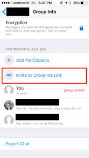 Invite on whatsapp group through link