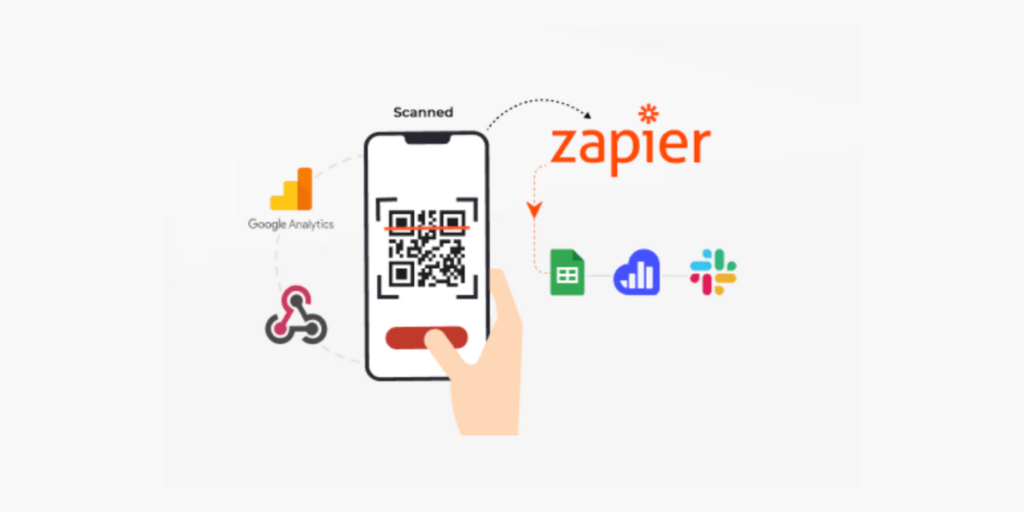 QR Code API integration with other analytics tool (with logos: Slack, Sheets, Google Analytics, Zapier, etc)
