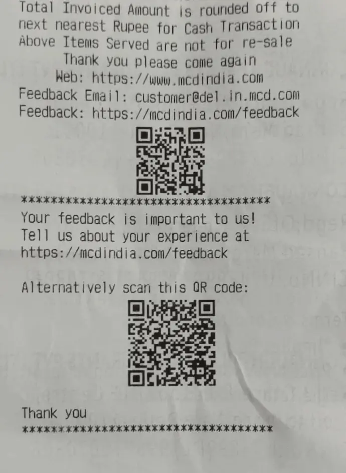 McDonald's Feedback QR Code