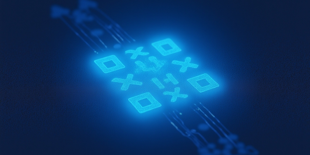 A neon blue QR Code lucky draw.