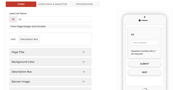 Edit Lead Generation Form