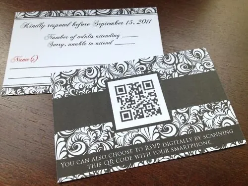 QR Code on wedding invitation for RSVP