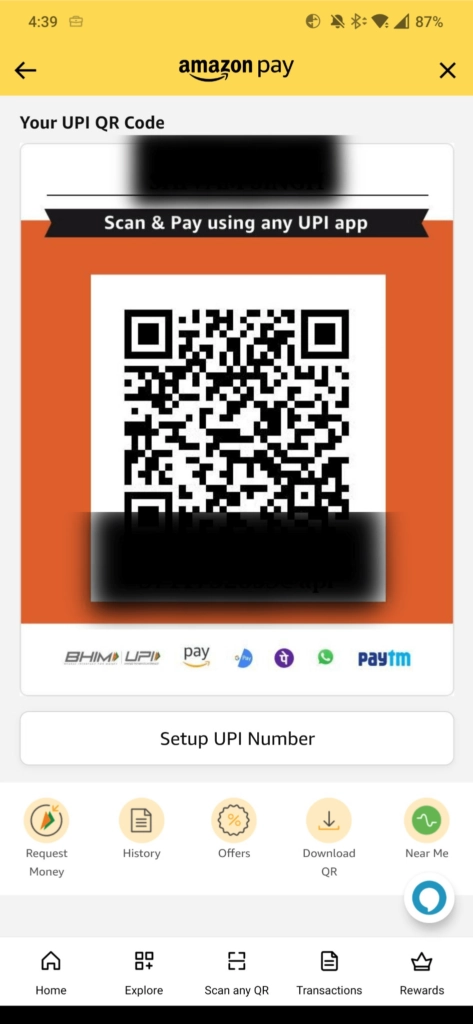 Amazon App UPI QR Code