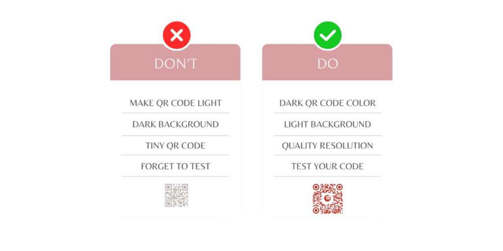 Listicle showing Do's and Don'ts while creating a QR Code for wedding RSVP.