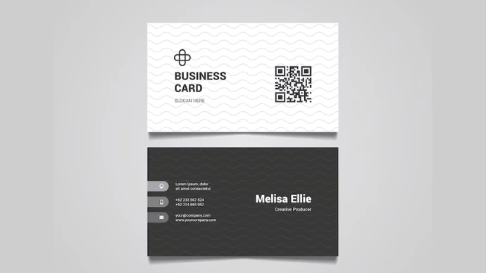 Image showing two cards one white color digital business card having qr code and a black traditional paper based business card.