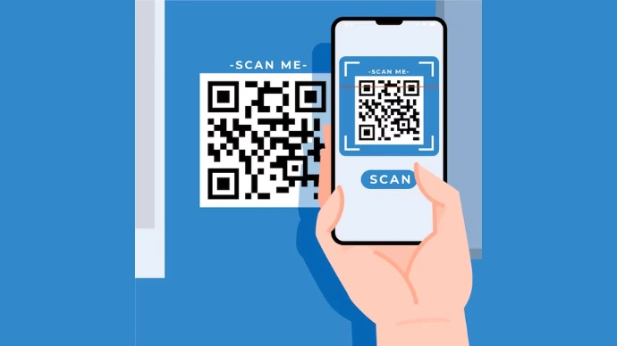 A smartphone scanning a telegram qr code