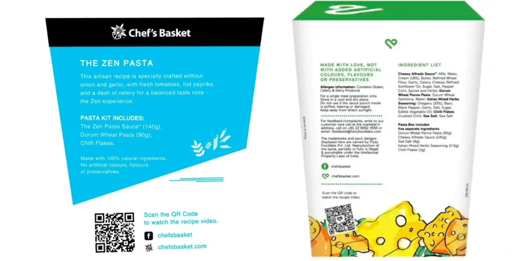 chef's basket packaging qr code