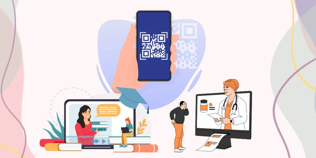 Use cases of Document QR Code vector image