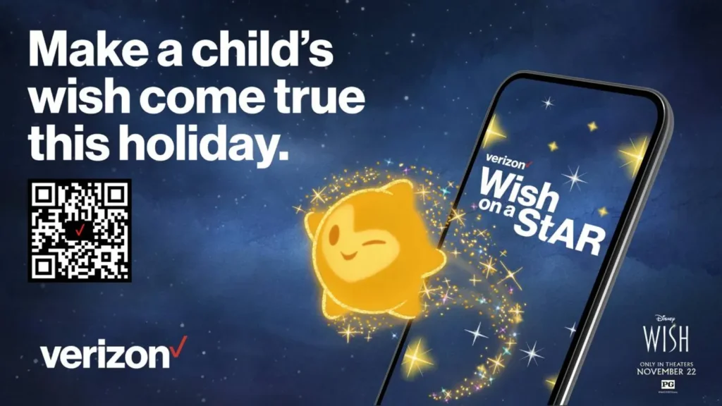 Disney's make a wish campaign with a white QR Code.