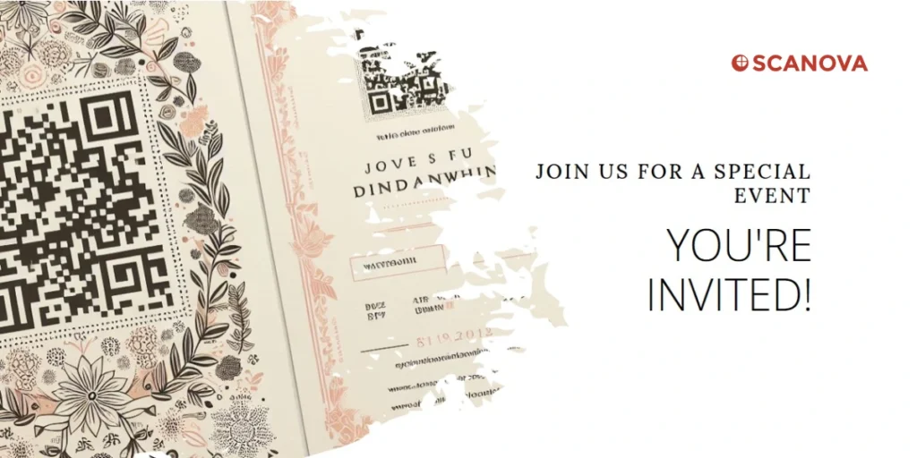 Wedding card with printed QR