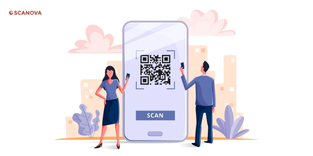 Vector image of people scanning QR generated using a Scan code generator