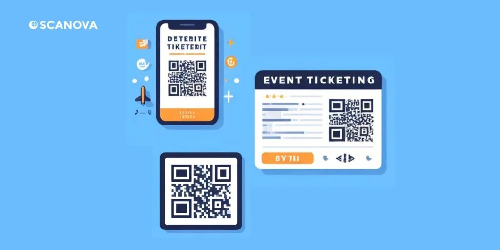 Vector image showing different types of event ticket qr codes