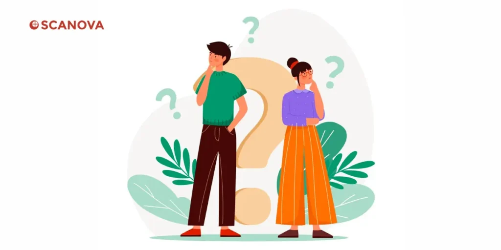 FAQs_ Vector image of two people wodering