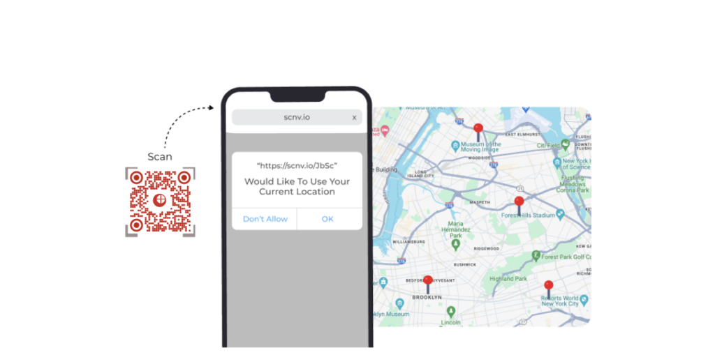 A Scanova generated QR Code offering Scan by location data.