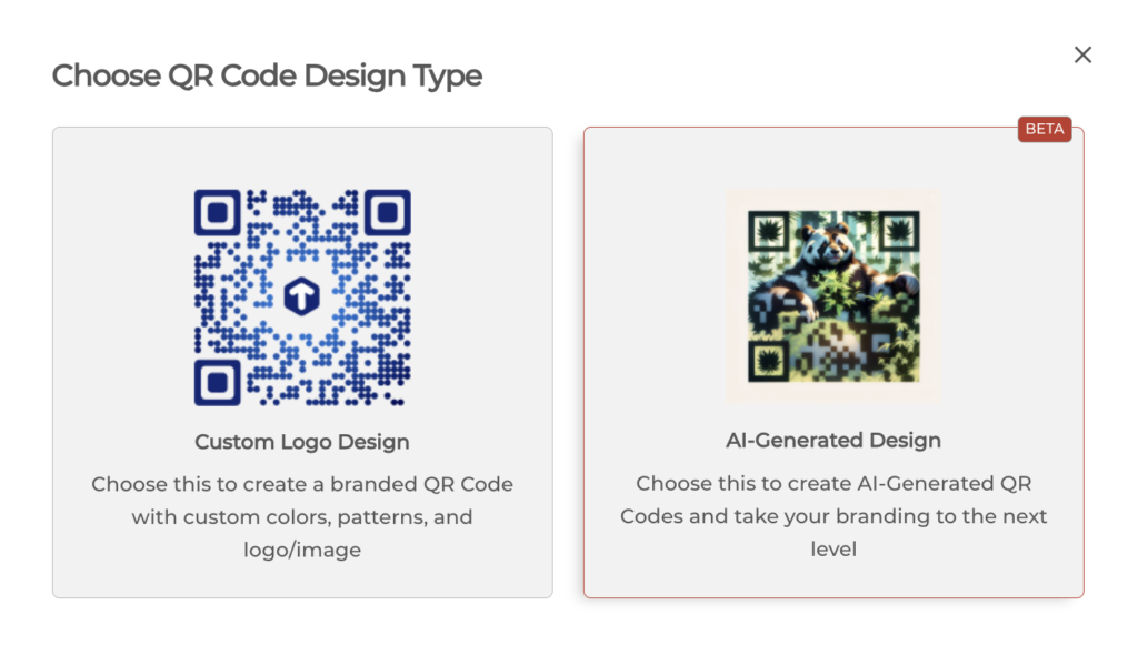 Choose QR Code design type