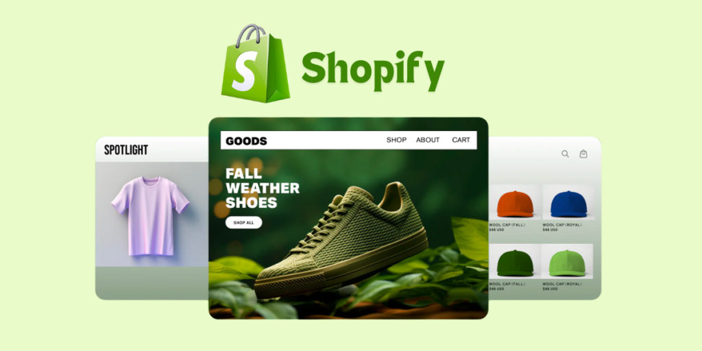 What is shopify? An image showing shopify's custom landing page that you can use for creating your online store