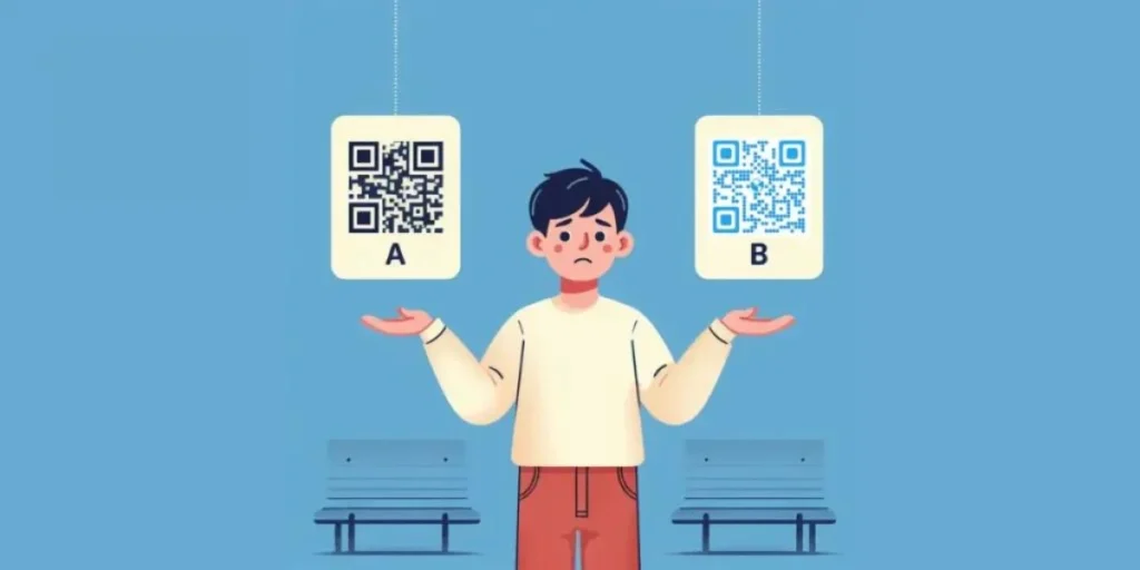 A confused person comparing PayPal QR Code with a custom QR Code for PayPal.