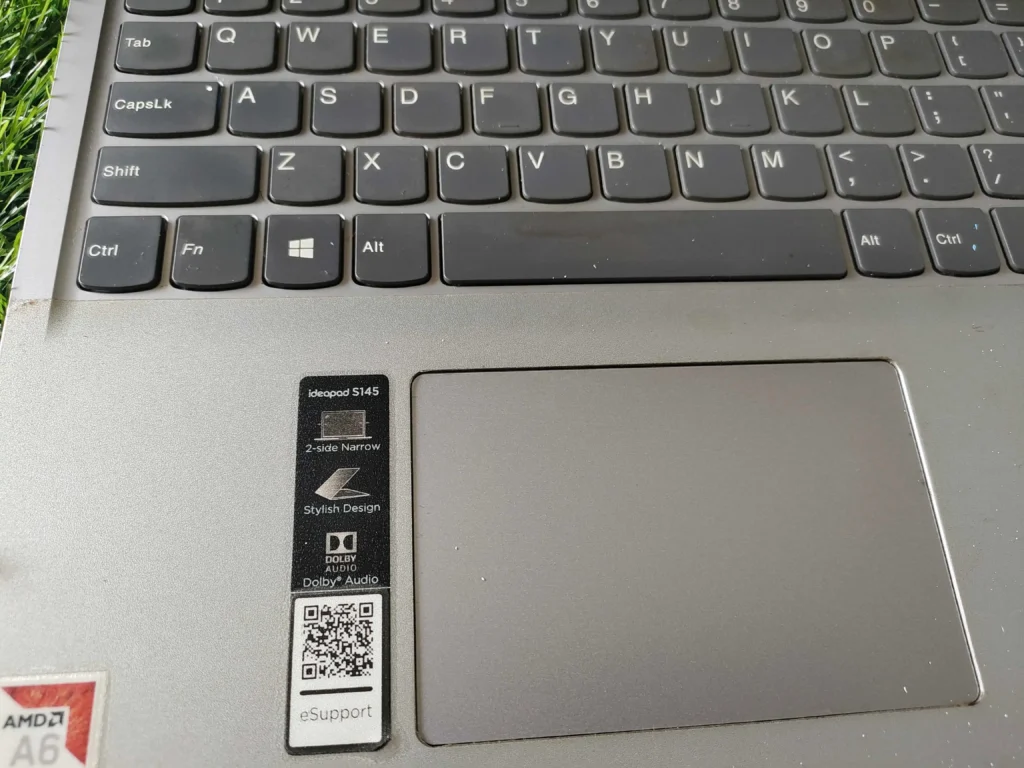 Small QR Code on the Lenovo laptop to help connect Lenovo laptop users with the support team. 