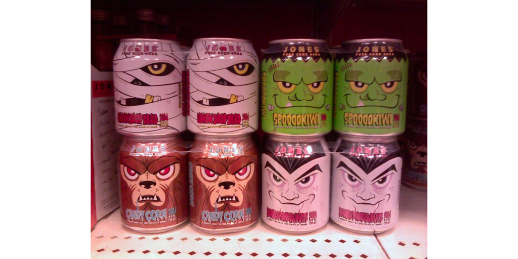 Jones Soda Co's halloween themed soda cans