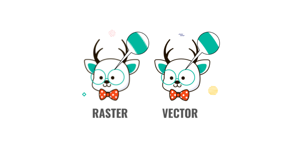 A picture of two deers with glasses and a bow tie where one is a big pixelated and the other is crisp.