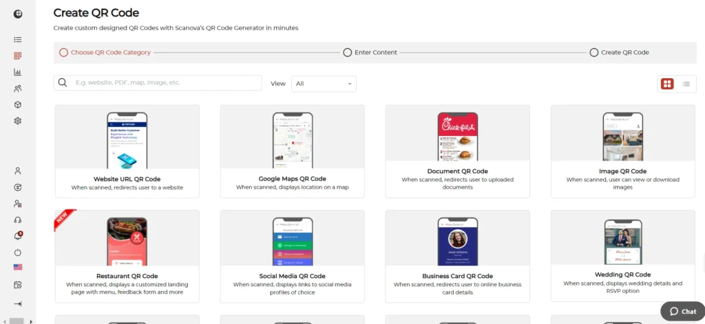 A snapshot of various QR Code categories by Scanova for a Christmas campaign to raise Charity fund.