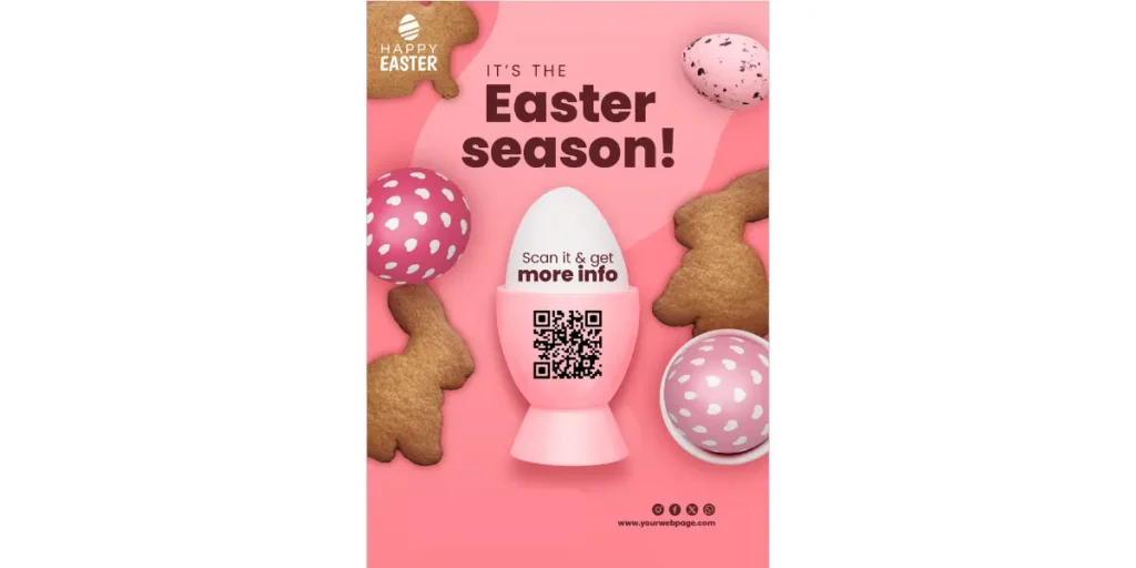 QR code on an Easter egg on a poster, providing access to Easter recipes.